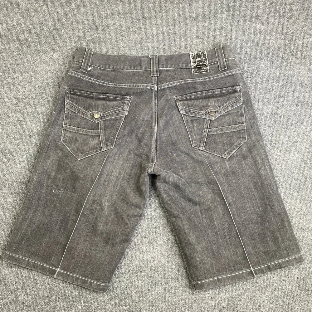 Southpole Mens Denim Jorts 36 Black Y2K Baggy Hip Hop Street Contrast Stitch - Picture 13 of 14